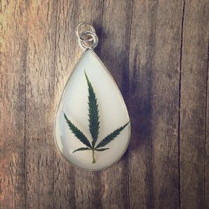 Real Cannabis Leaf Necklace